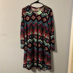 NWT jewel tone long sleeve dress, large